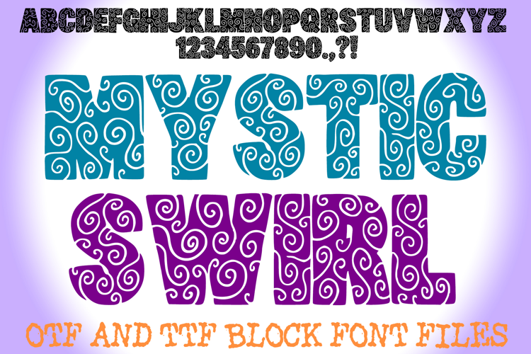 Mystic Swirl Lettering ABC Block Font Typeface Alphabet OTF
