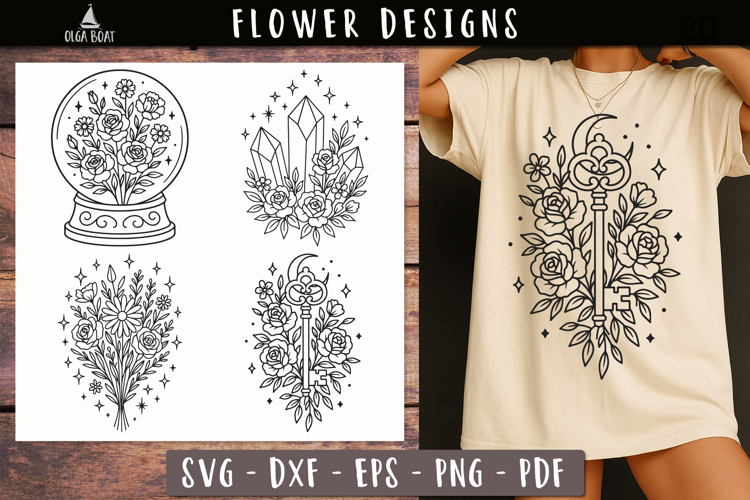 Mystical Floral SVG designs Celestial print
