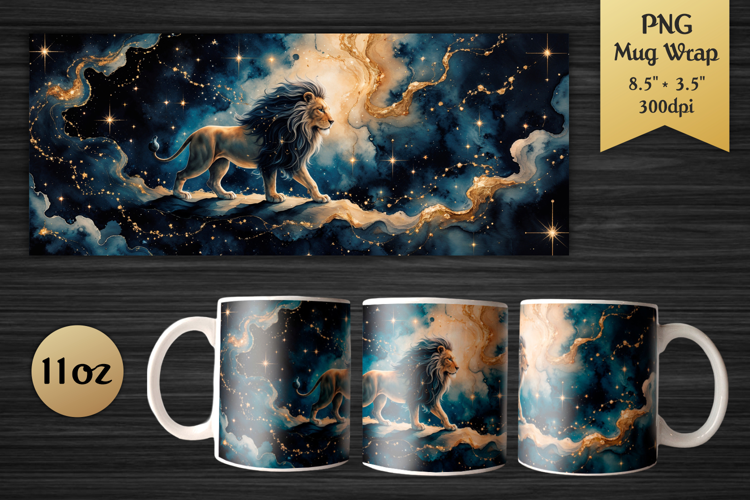 Mystical Lion | 11 oz Mug Wrap Design | Celestial Waterco