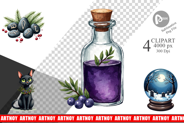 Mystical Macabre Yule Clipart