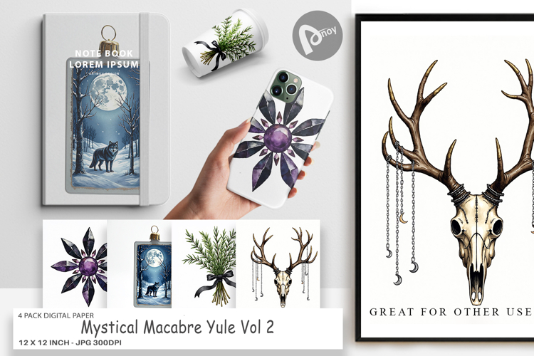 Mystical Macabre Yule Digital Paper