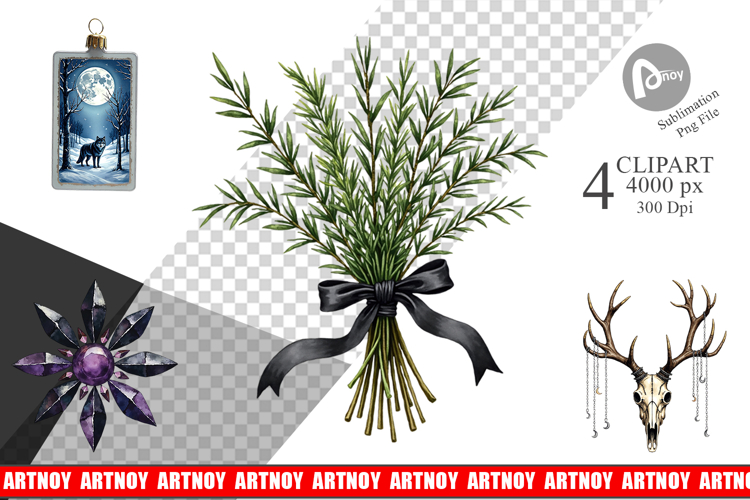 Mystical Macabre Yule Clipart