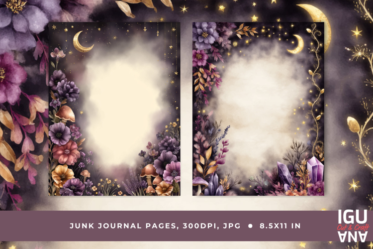 Mystical Night Meadow Junk Journal Pages | Stationery pages