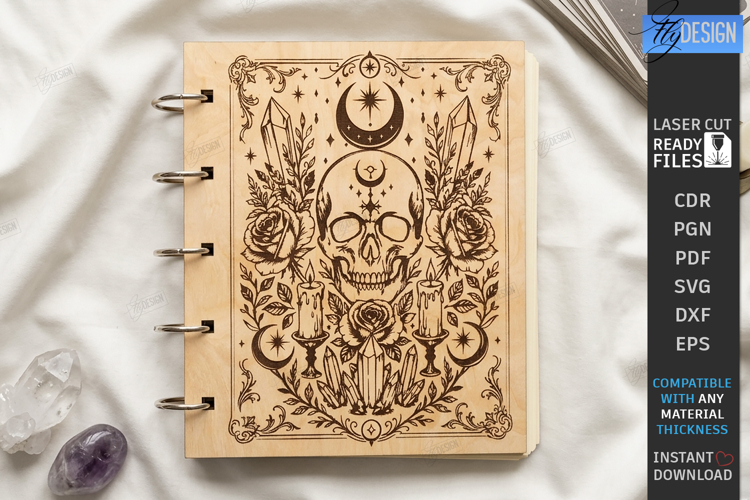 Wooden Mystical Notebook Cover Laser Cut | Book Cover | CNC