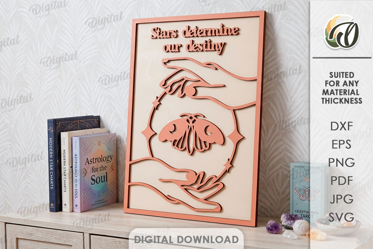 Celestial Wall Art Laser Cut. Mystical Home Decor SVG