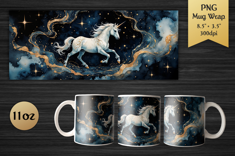 Mystical Unicorn | 11 oz Mug Wrap Design | Celestial Waterco
