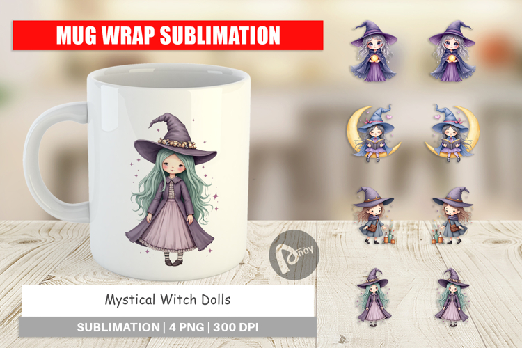 Mug Wrap Mystical Witch Dolls
