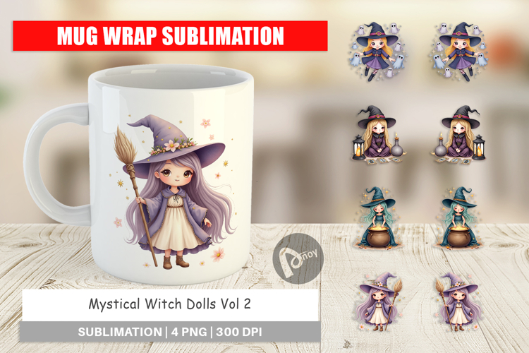 Mug Wrap Mystical Witch Dolls