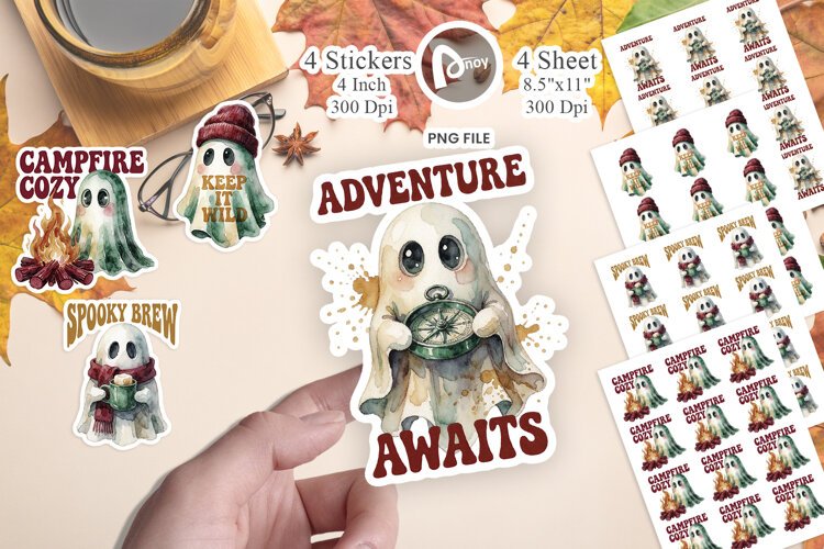 Woodland Campfire Ghosts Sticker example image 1
