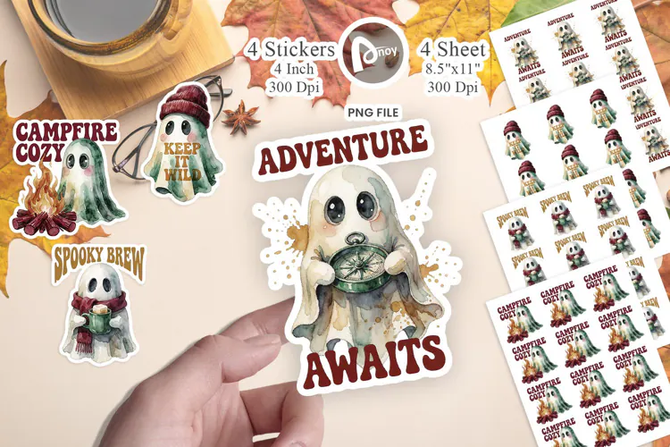 Woodland Campfire Ghosts Sticker