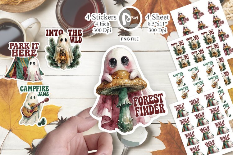 Woodland Campfire Ghosts Sticker example image 1