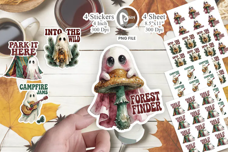 Woodland Campfire Ghosts Sticker
