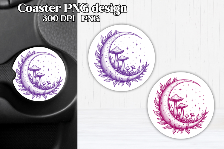 Magic car coaster sublimation | Mystical mushrooms coaster