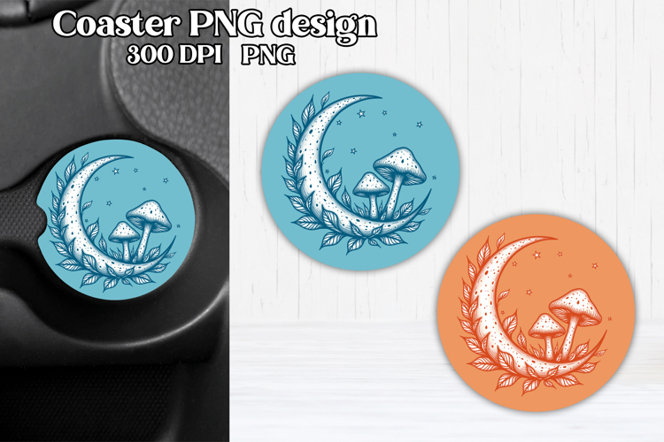 Magic car coaster sublimation | Mystical mushrooms coaster