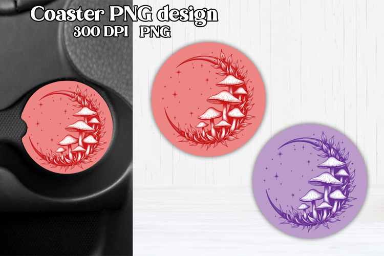 Magic car coaster sublimation | Mystical mushrooms coaster