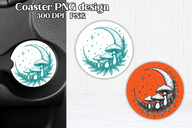 Magic car coaster sublimation | Mystical mushrooms coaster