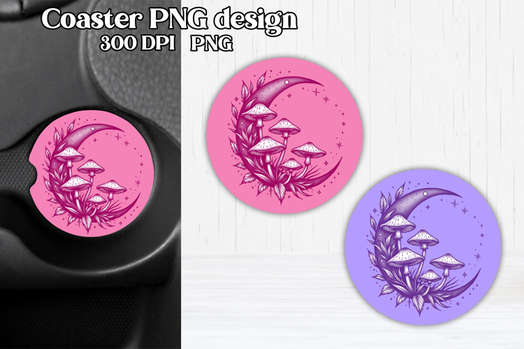 Magic car coaster sublimation | Mystical mushrooms coaster