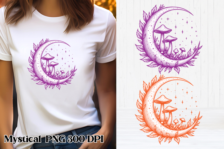 Mystical moon mushrooms clipart | Celestial sublimation