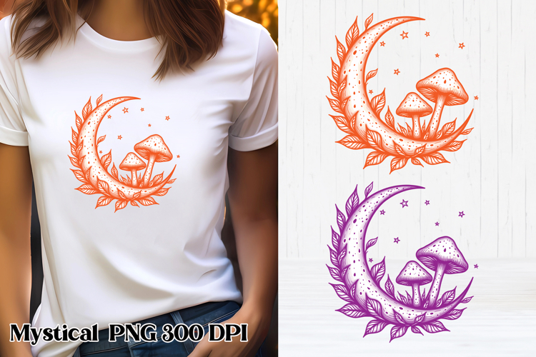 Mystical moon mushrooms clipart | Celestial sublimation