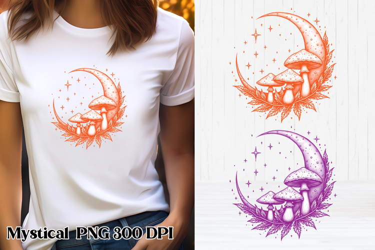 Mystical moon mushrooms clipart | Celestial sublimation