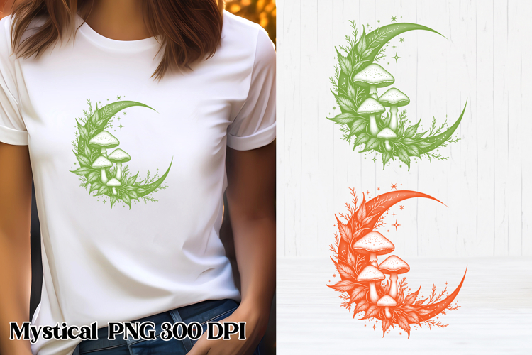 Mystical moon mushrooms clipart | Celestial sublimation