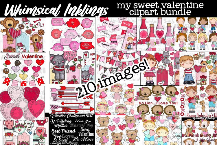 My Sweet Valentine Clipart Bundle-210 Images example image 1