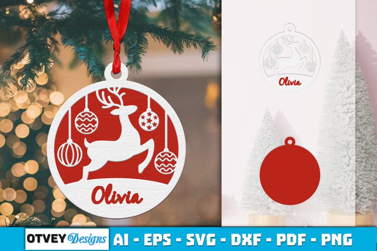 Name Christmas Ornaments Lasercut example image 1