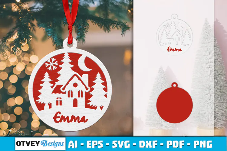 Name Christmas Ornaments Lasercut