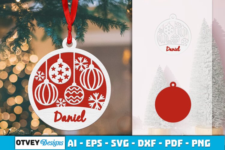 Name Christmas Ornaments Lasercut example image 1
