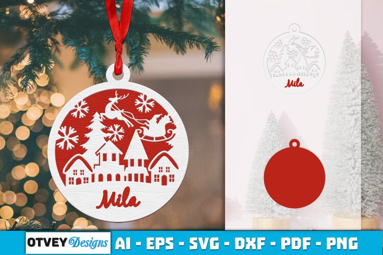 Name Christmas Ornaments Lasercut example image 1