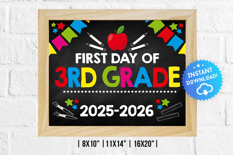 First Day of 3rd Grade, Third Grade Digital Poster - PD0311