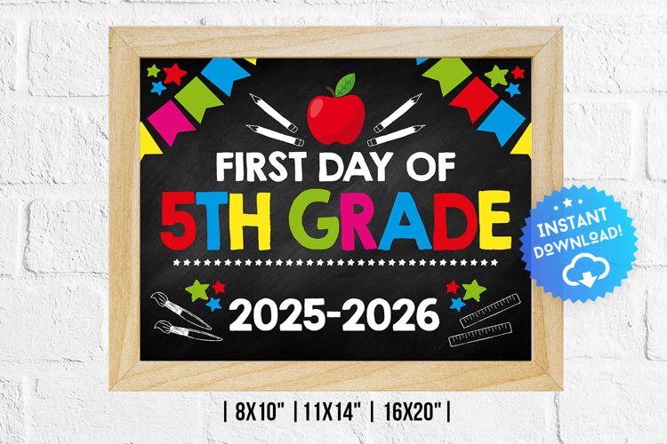 First Day of 5th Grade, Fifth Grade Digital Poster - PD0313