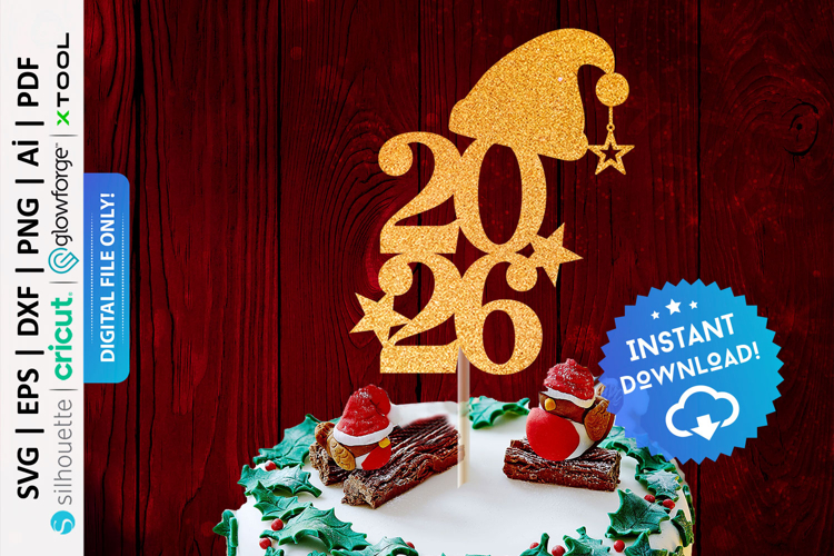 2026 Cake Topper Svg - PD0030