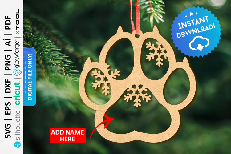 Cat Paw Christmas Ornament Svg - PD0505