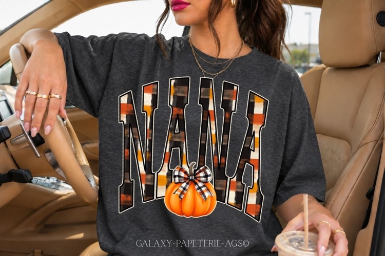 Nana PNG | Fall Pumpkin Plaid Sublimation Design