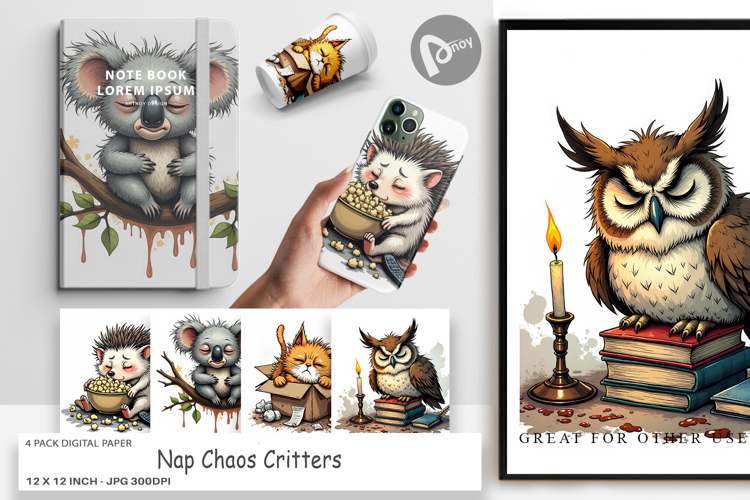 Digital Paper Nap Chaos Critters