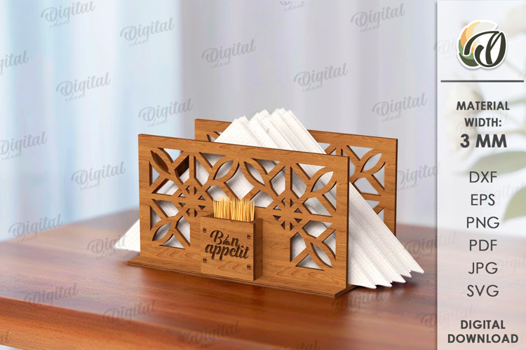 Napkin Holder With Toothpick Holder Laser Cut. Kitchen SVG