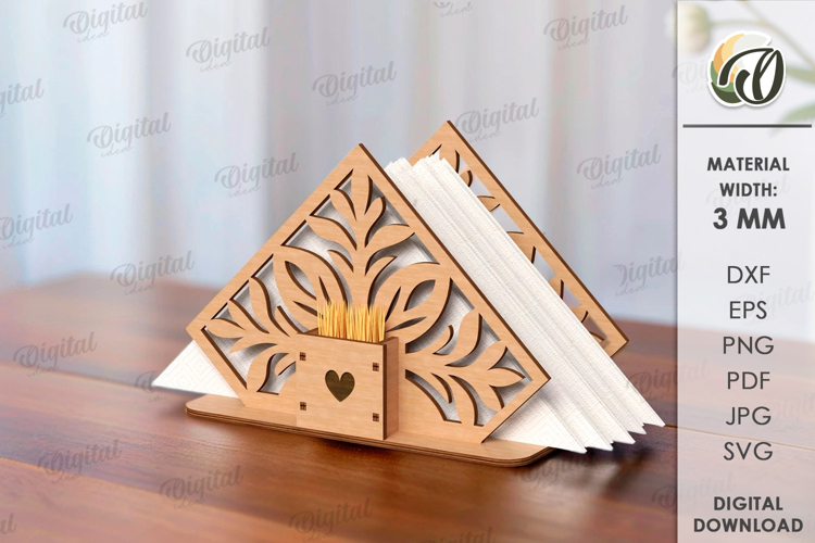 Napkin Holder With Toothpick Holder Laser Cut. Kitchen SVG