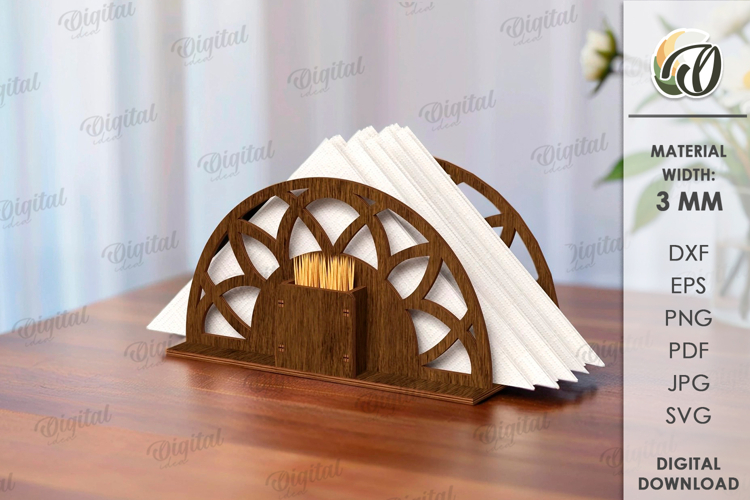Napkin Holder With Toothpick Holder Laser Cut. Kitchen SVG
