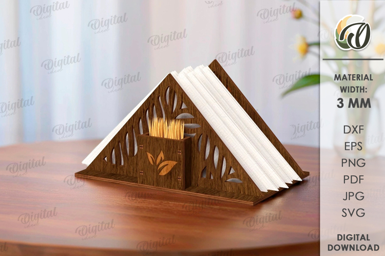Napkin Holder With Toothpick Holder Laser Cut. Kitchen SVG