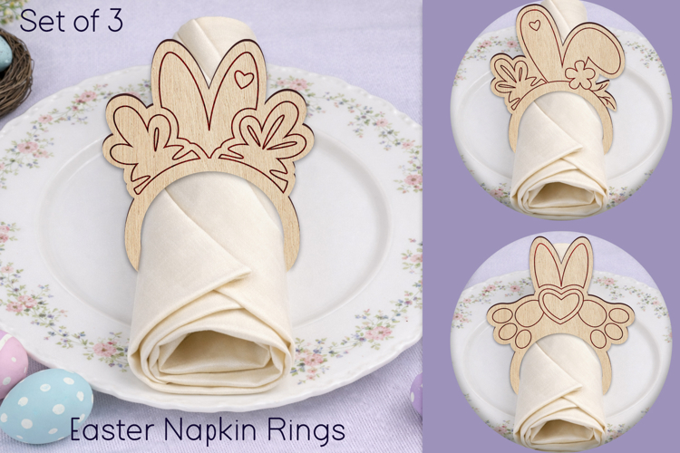 Easter napkin rings, Holiday dinner decoration laser cut