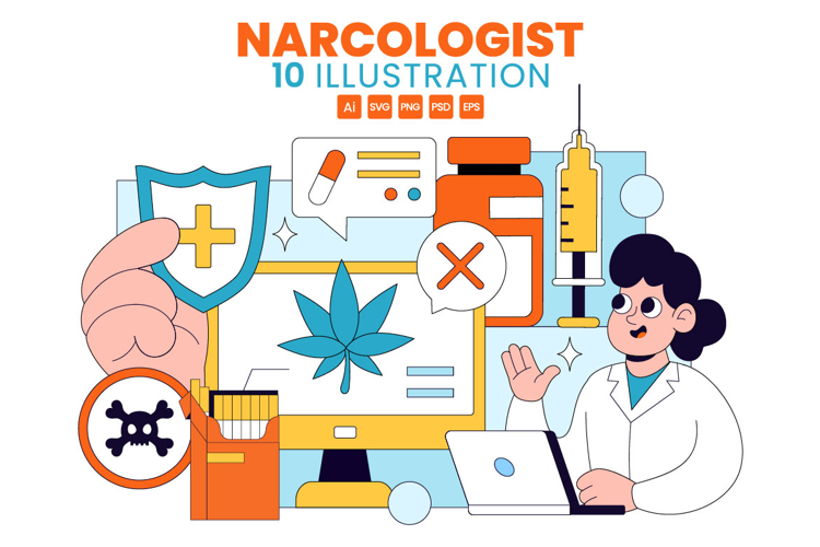 10 Narcologist Vector Illustration