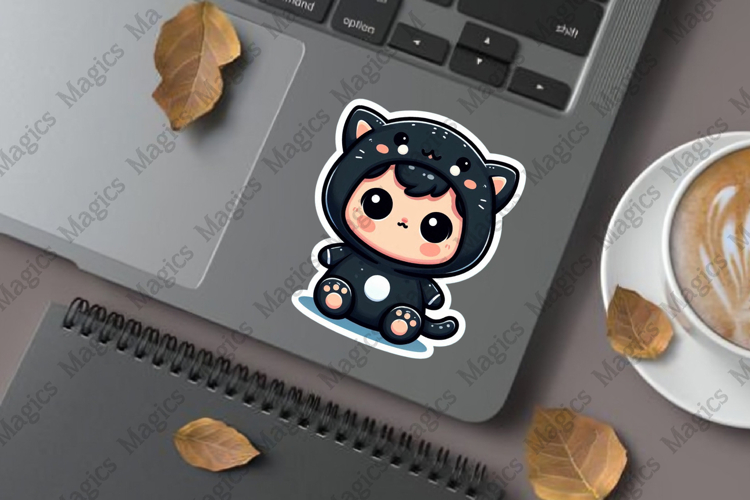 Baby Dressed as a Black Cat Sublimation Sticker