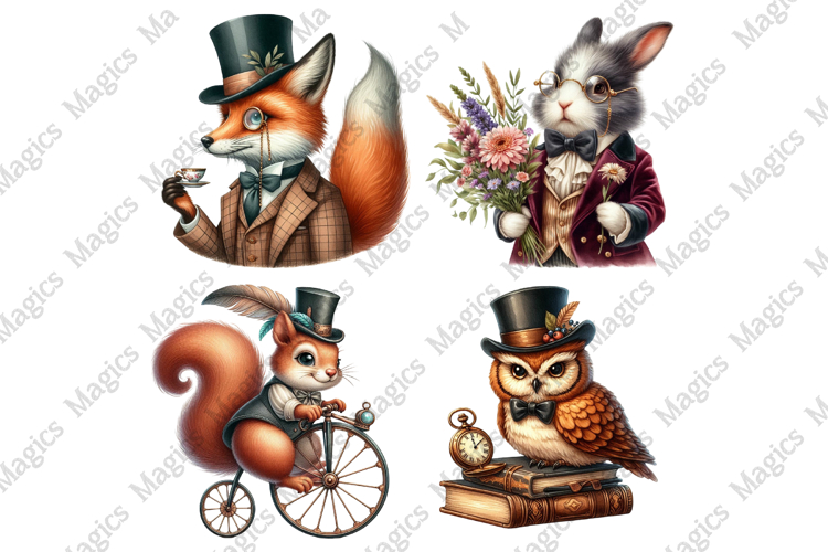 Victorian Whimsical Animal Clipart