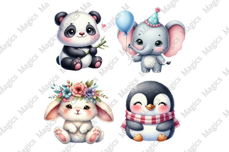 Kawaii Baby Animal Clipart Design