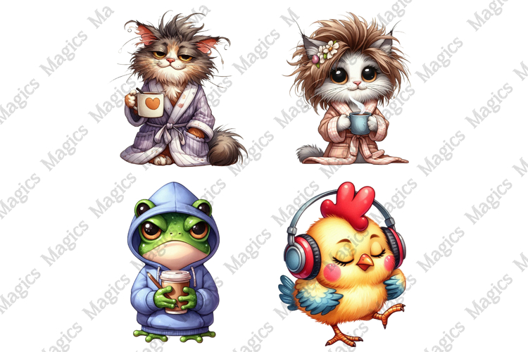 Quirky Humor Animal Sublimation Clipart