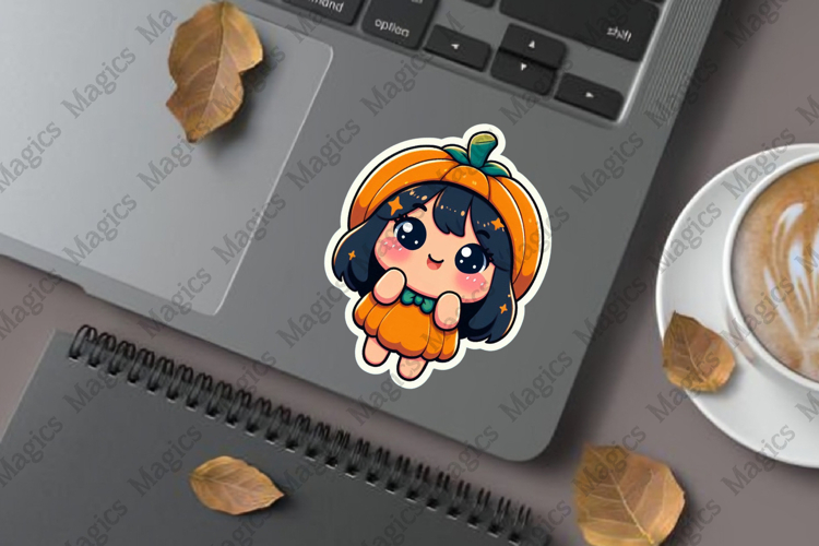 Baby Dressed as a Pumpkin Sublimation Sticker