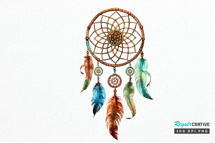 Native American Dreamcatcher Watercolor PNG Clipart