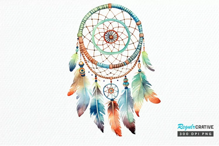 Native American Dreamcatcher Watercolor PNG Clipart