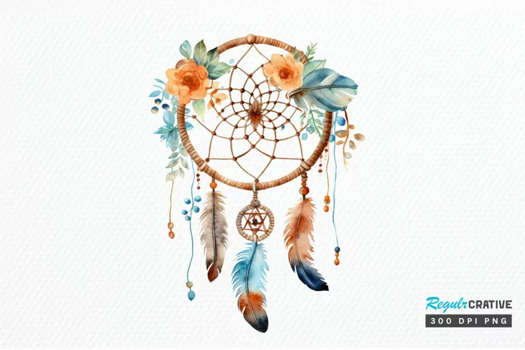 Native American Dreamcatcher Watercolor PNG Clipart